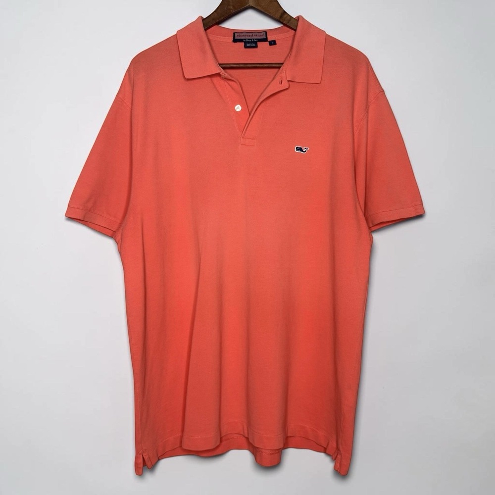 Vineyard Vines Men's Large 100% Cotton Pique Polo‎ Shirt Coral